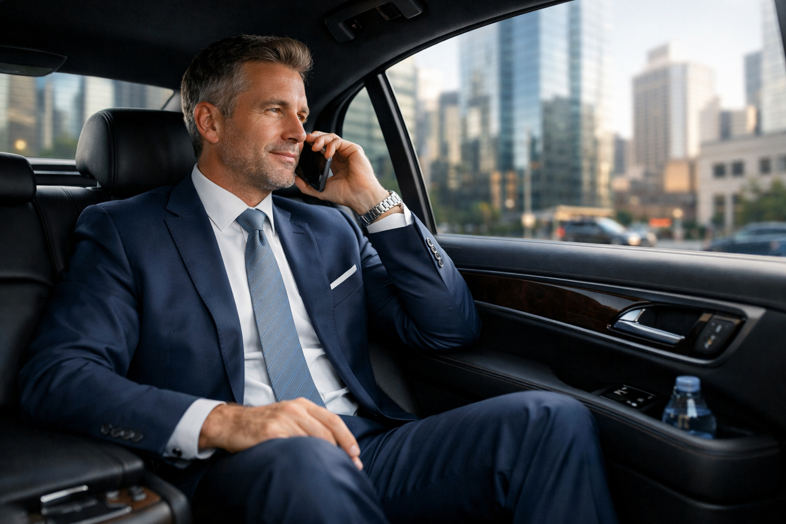 Executive working while traveling